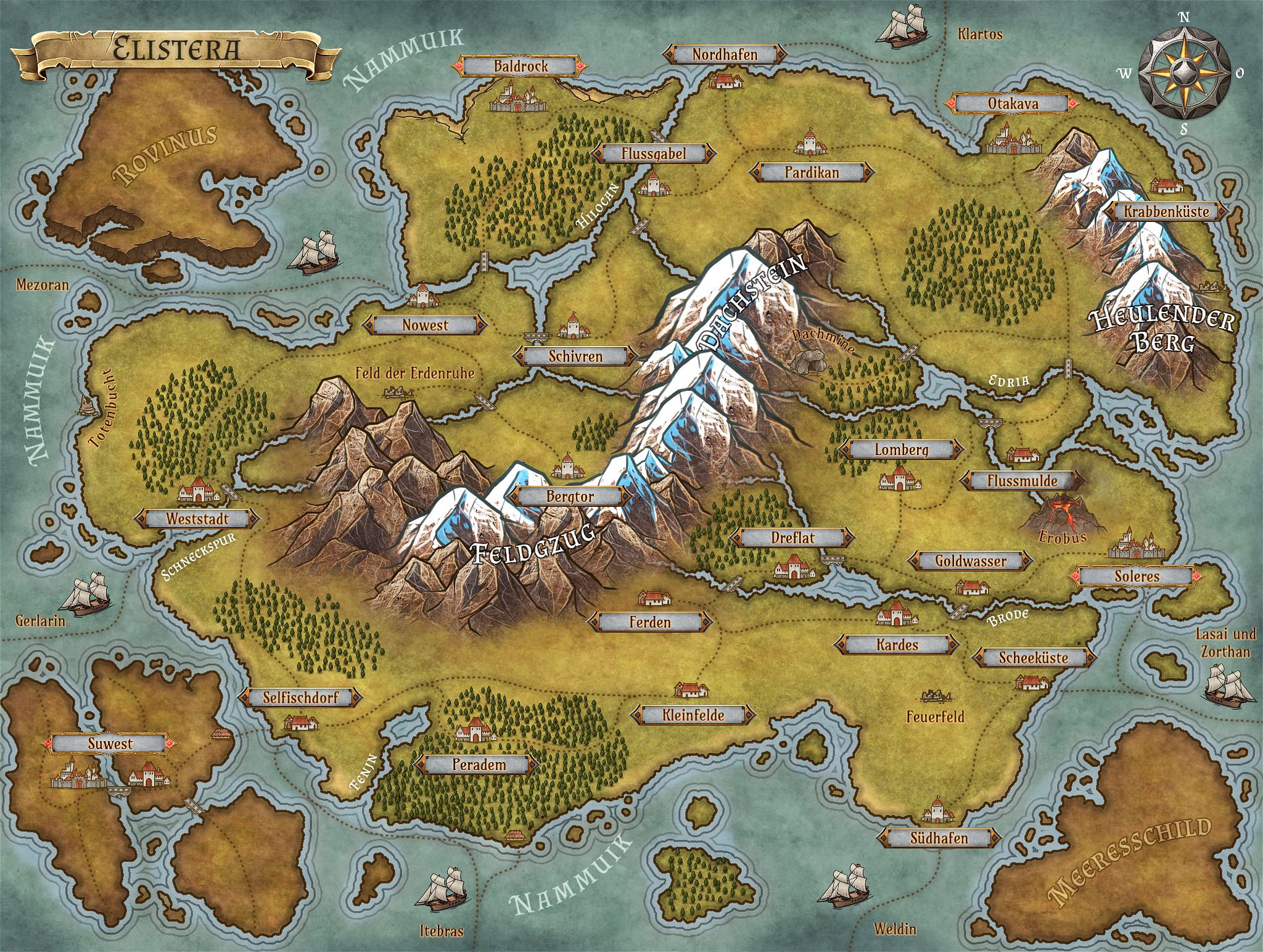 Kontinent Elistera - Weltkarte